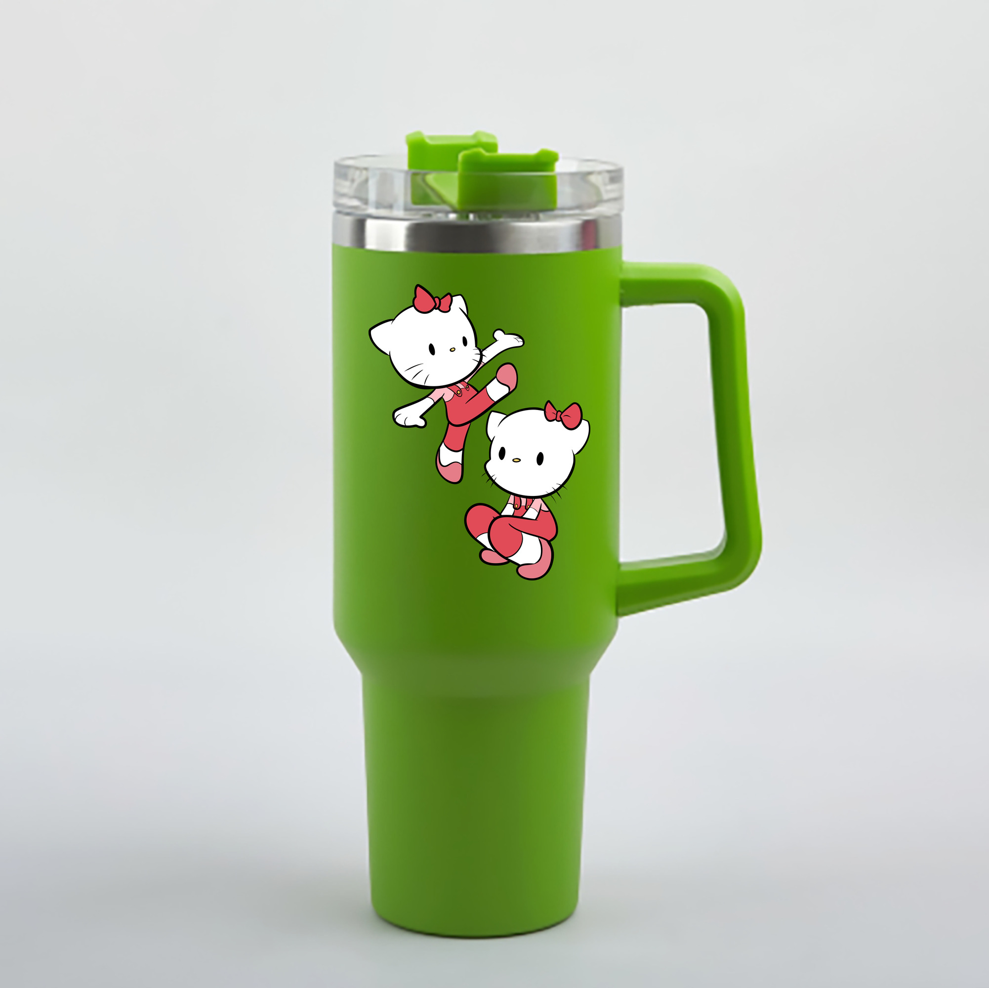 （画像用） Hello Kitty ハローキティ 1200mL車用タンブラー - クリスタルステッカー（プラスチックストロー付き）